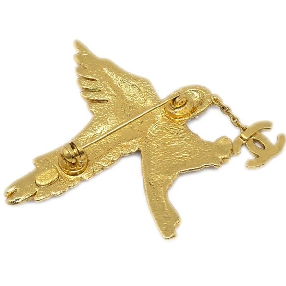 Chanel Eagle Rhinestone Brooch Pin Gold 01P 112150 - Picture 3 of 4